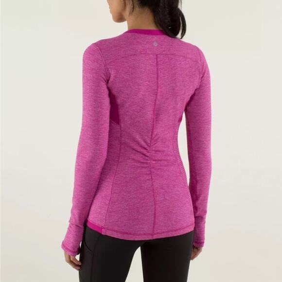 Lululemon Base Runner Long Sleeve 4 Raspberry Pink Rulu Soft Plush Textured - Picture 2 of 6